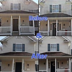 Before and after power washing